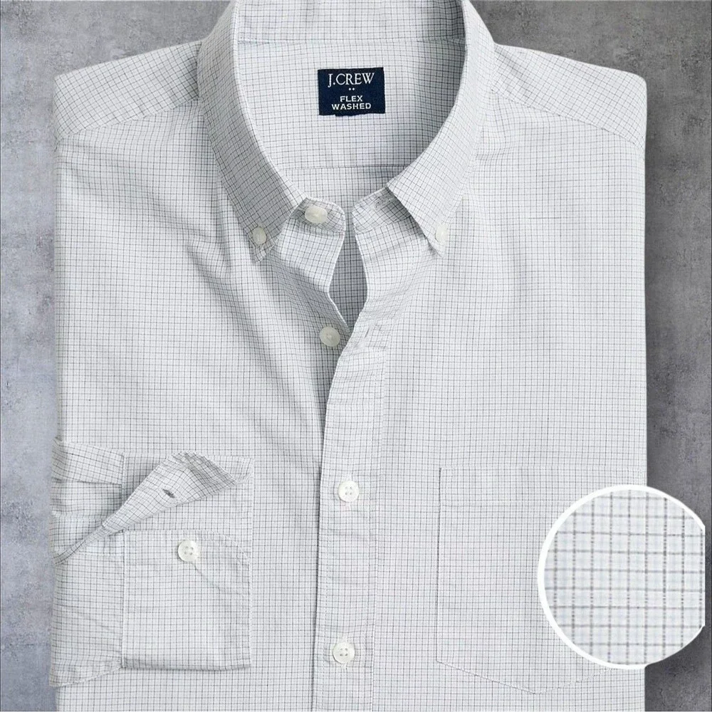 J Crew Button Down Shirt Mens XL Classic Fit Flex Washed White Pale Seascape NWT